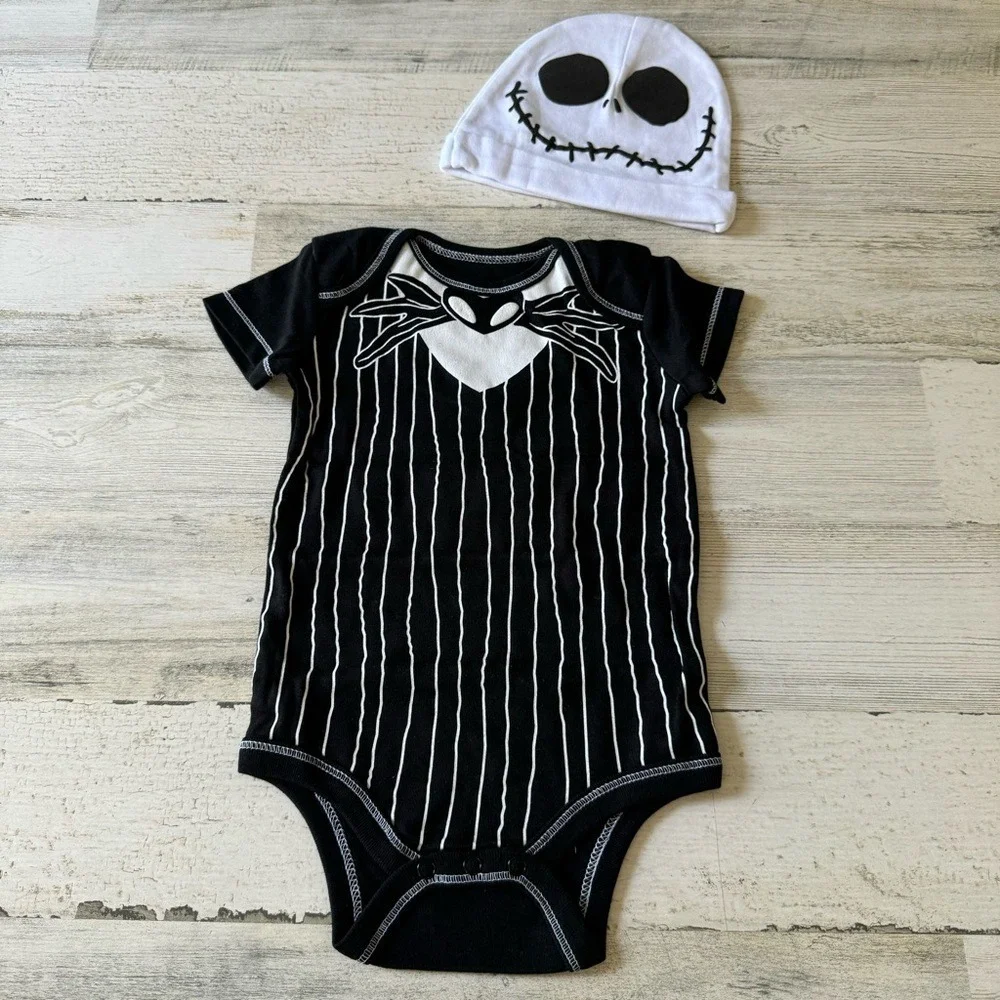 NEW Disney Nightmare Before Christmas Jack Skellington Baby Cosplay Bodysuit Hat